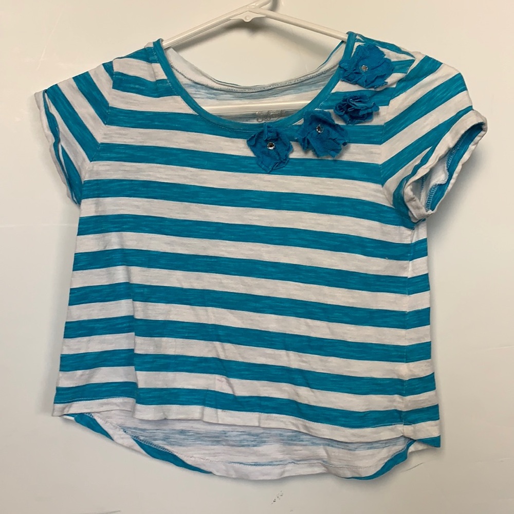 JUSTICE Blue and White Blouse with Flowers